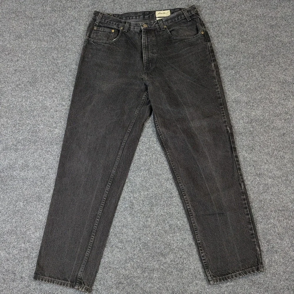Eddie Bauer Mens 36x32 Faded Black Denim Jeans Made in USA 100% Cotton Vintage